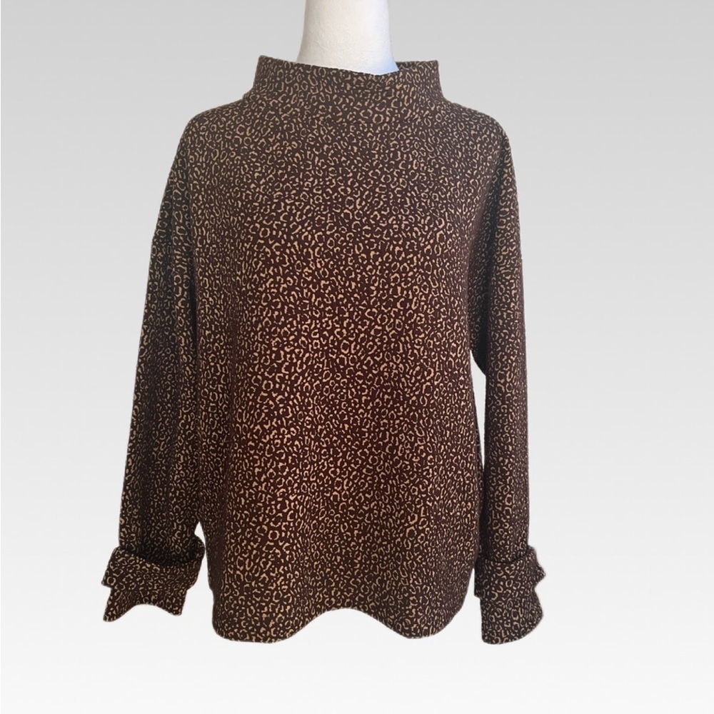 Ann Taylor Brown Animal Print Top size L